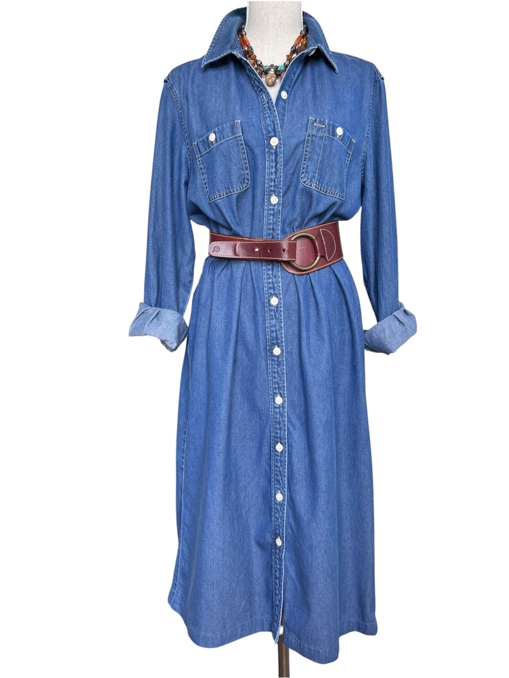 Jones NY Denim Midi Shirt Dress Size 16